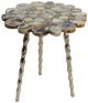A & B Home Gold Agate Side Table with Brass Inlay Twisted Legs-0