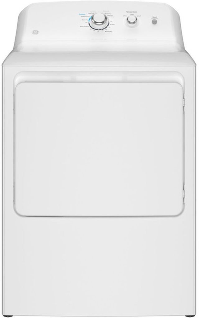 GE® 6.2 Cu. Ft. White Front Load Electric Dryer with Up To 120 ft. Venting and Shallow Depth-0