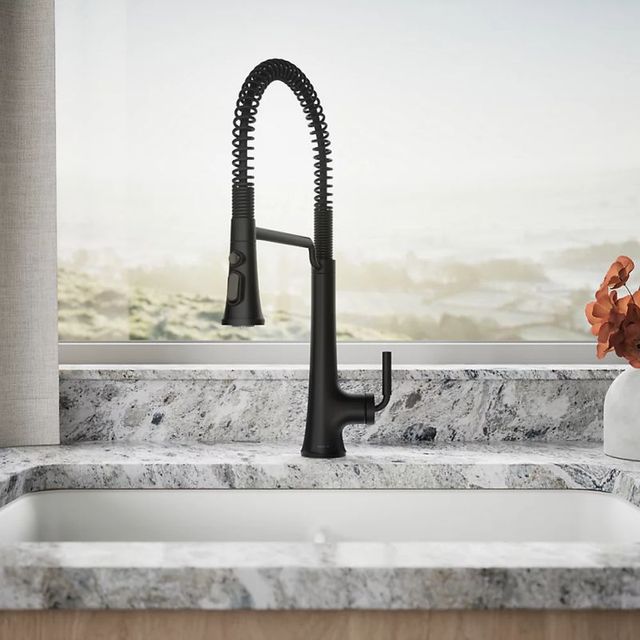 KOHLER® Tone® Matte Black Semi-Professional Kitchen Sink Faucet with 3-Function Sprayhead-3