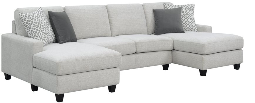 Emerald Home Walker 3 Piece Pale Gray U Shape Double Chaise Sectional Liddiard Home Furnishings