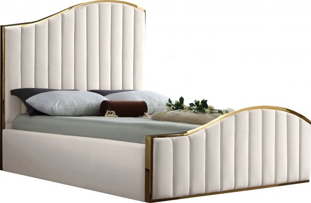 Meridian Furniture Jolie Cream King Upholstered Panel Bed-0