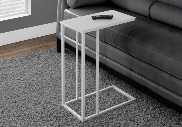 Monarch Specialties Inc. White Metal Frosted Glass Top Accent Table-1