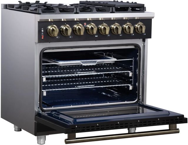 FORNO® Massimo Series Alta Qualita 36" Black Pro Style Dual Fuel Range-3