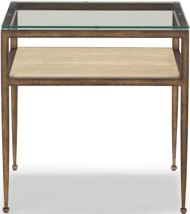 Flexsteel® Venice Glass Top Lamp Table with Black Metal Frames-1