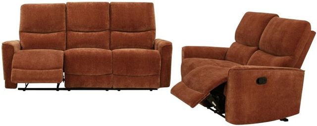 Coaster® Navarro 2-Piece Burnt Orange Manual Upholstered Reclining Sofa Set-2