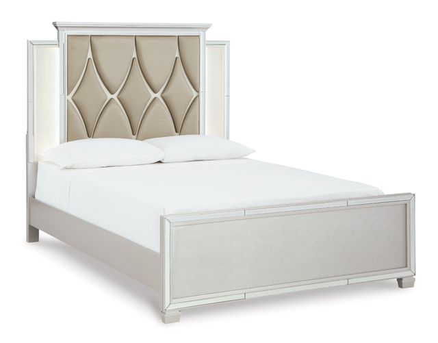 Signature Design by Ashley® Lindenfield 3-Piece Silver Queen Upholstered Panel Bed Set-2