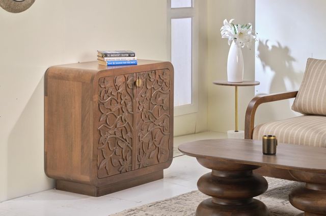 Jaipur Furniture Lumein Carved Brown Accent Cabinet-1