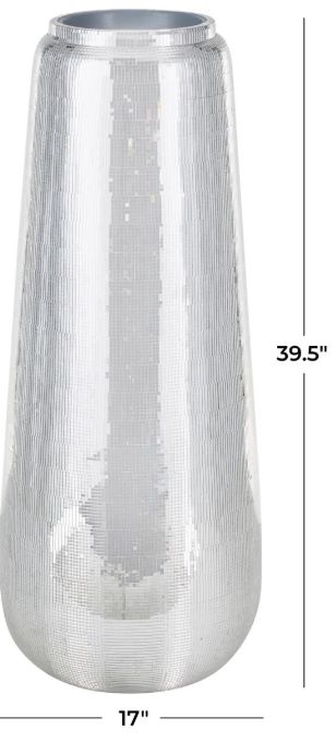 Deco Marche Silver 40" Fiberglass Mosaic Floor Decorative Vase-2