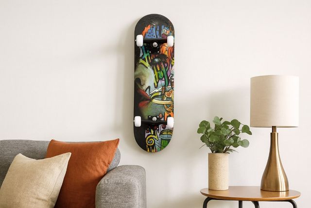 Classy Living Playful Green Woman Graffiti Skateboard Wall Art-1