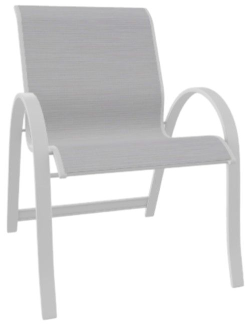 Telescope Casual Aruba Abalone/White Aluminum/Fabric Outdoor Sling Stacking Arm Chair-0