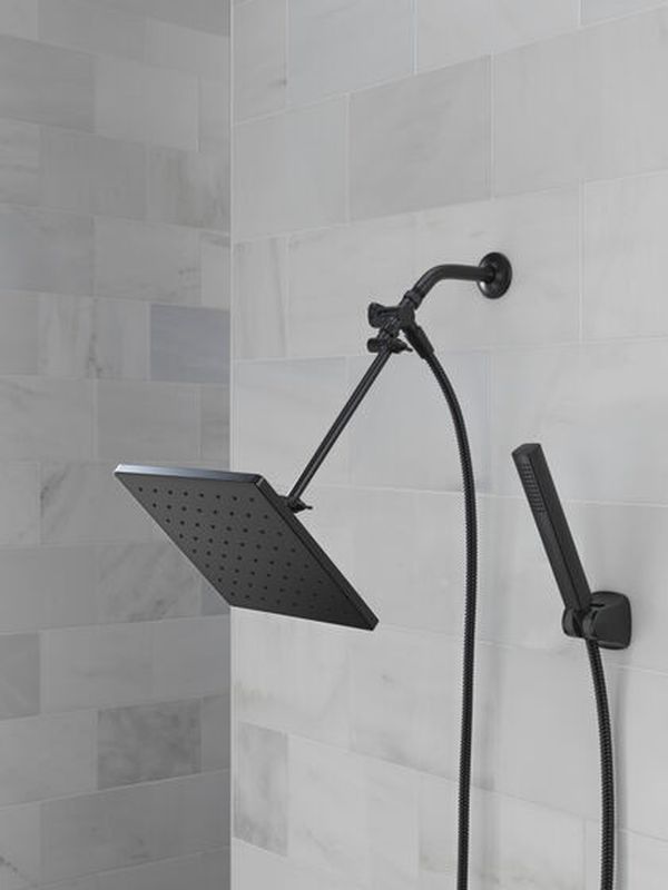 Delta Universal Showering Matte Black 10" Raincan Shower Head and Handheld Combo with Adjustable Extension Arm-2