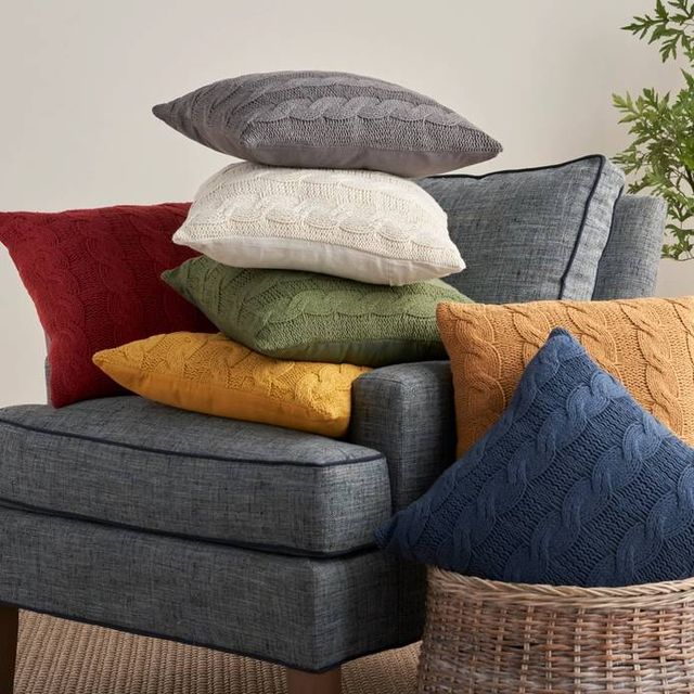 Nourison Home™ Lifestyle 2-Piece Navy Cotton Knitted Throw Pillows Set-4