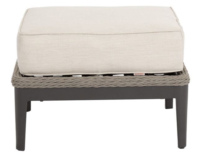 Sunset West Marbella Stone Gray Aluminum/Olefin Rope Outdoor Ottoman with Echo Ash Cushion-1