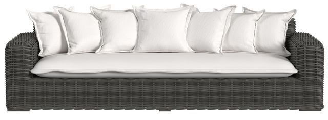Sunset West Cabo Kahlua Resin Wicker Outdoor Sofa with Soothe Pearl Cushion-1