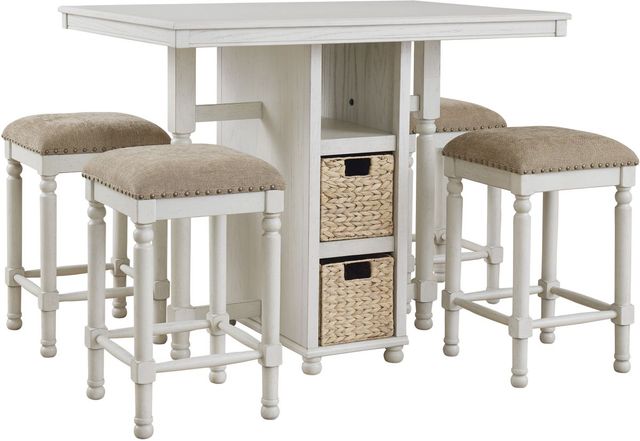 Signature Design by Ashley® Robbinsdale 5-Piece Antique White Counter Height Dining Table Set-0