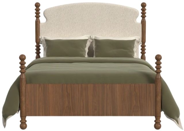 Flexsteel® Azalea Oatmeal/Walnut Queen Upholstered Panel Bed-3