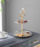 A & B Home Gold/Silver Cherry Blosson-2 Tier Stand Tray-3