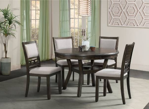 Elements International Amherst 5-Piece Gray/Walnut Dining Set-1