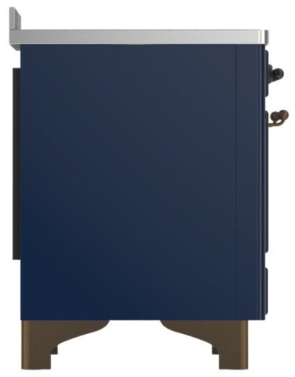 Ilve® Majestic III 48" Midnight Blue Pro Style Induction Range with Solid Door and Burnished Trim-3