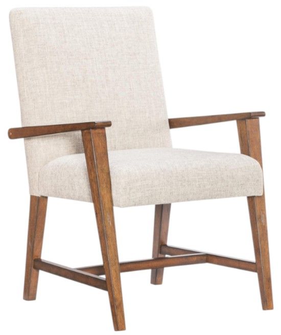 Legacy Classic Fenmore Distressed Cherry/Zuma Linen Upholstered Dining Arm Chair-0