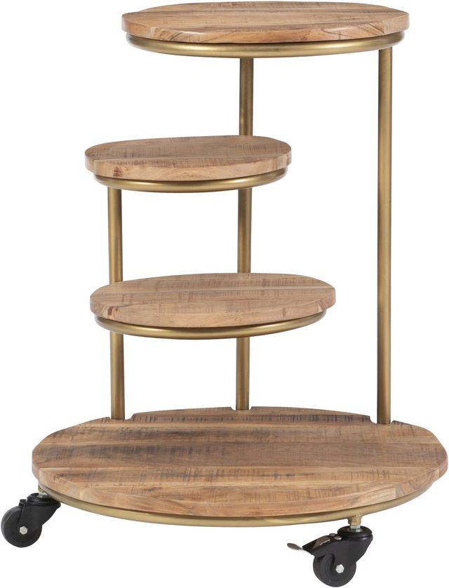 Powell® Collis Natural Four Tiered Plant Stand with Gold Frame-1