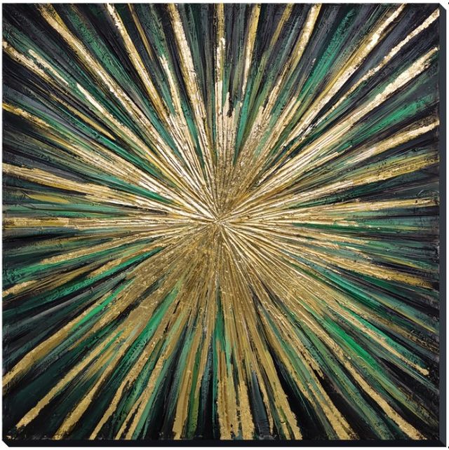 Classy Living Emerald and Gold Radiance Explosion Wall Art-0