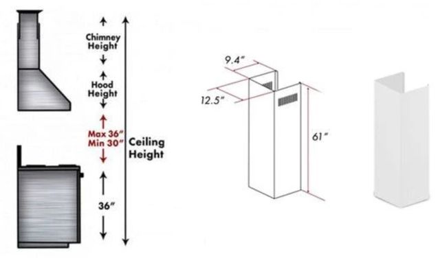 ZLINE Smooth Bright White Wooden Chimney Extension-1