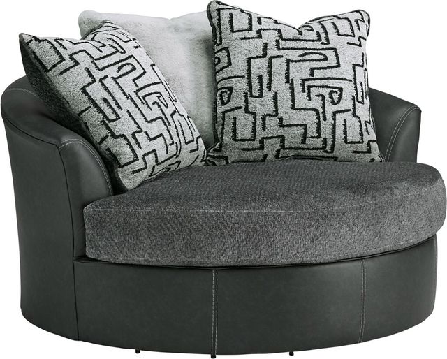 Benchcraft® Brixley Pier Graphite Oversized Swivel Accent Chair-0