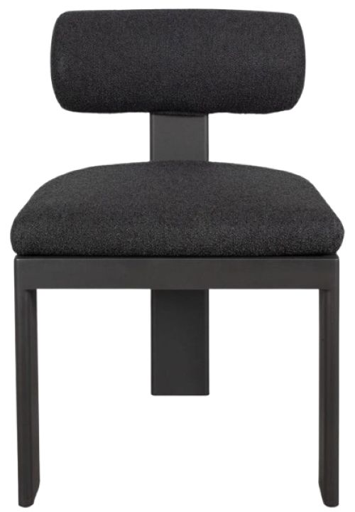 Uttermost® Uttermost® Bolster Charcoal Aluminum Indoor-Outdoor Dining Chair with Bolster Back Pillow-3