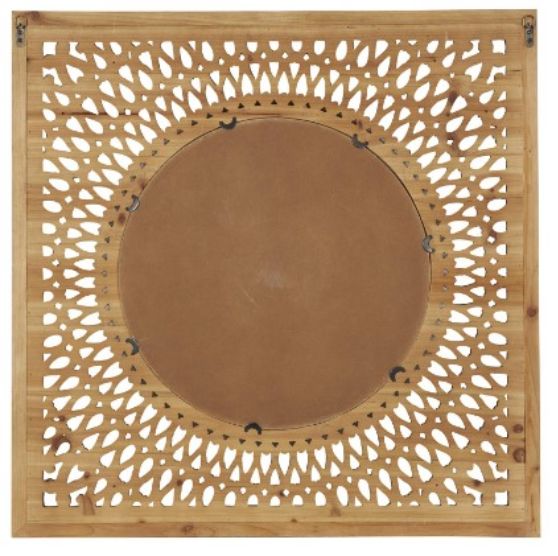 Deco Marche Brown Wood Wall Mirror with Carved Scroll Pattern-2