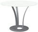 Amisco Customizable Dalia White Glass Round Table with Metal Turnip Base-0