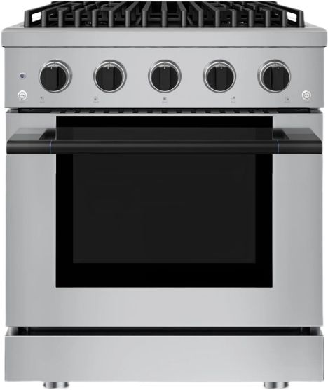 Hauslane HausPro Range 30" Stainless Steel Pro-Style Gas Range with Matte Black Knobs-0