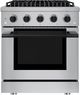 Hauslane HausPro Range 30" Stainless Steel Pro-Style Gas Range with Matte Black Knobs-0