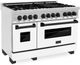 ZLINE Autograph Edition 48" Satin Stainless Steel Pro Style Dual Fuel Range with White Matte Door-1