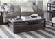 Modus Furniture Oxford Glass Top Coffee Table with Basalt Gray Base-1
