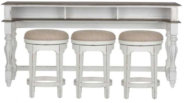 Liberty Furniture Magnolia Manor 4-Piece Antique White/Weathered Bark Console Set-0