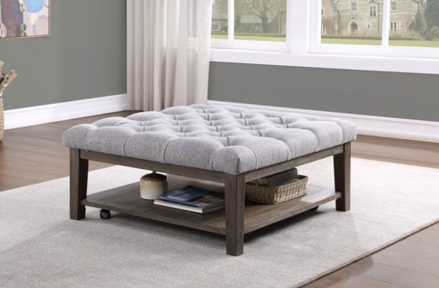 Homelegance® Roseboro Wire Brushed Dark Gray Cocktail Ottoman-1