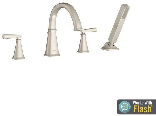 American Standard Edgemere® Brushed Nickel Deck Mounted Roman Tub Filler with Hand Shower-1