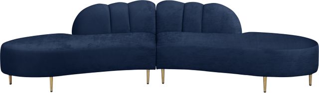 Meridian Furniture Divine 2-Piece Navy Velvet Sectional-0