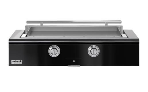 Caliber™ Rockwell Social 48" Gloss Black Built-In Natural Gas Outdoor Griddle with Polished Chrome Hardware-0