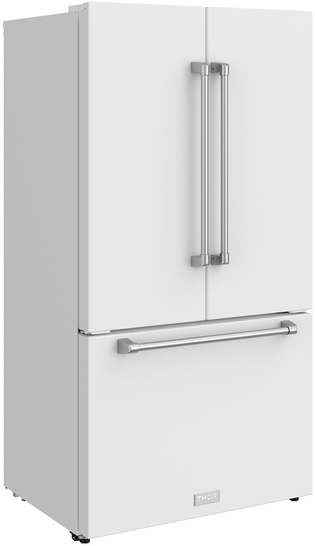 Thor Kitchen Gordon Ramsay Series 36" White French Door Counter Depth Refrigerator with Ice Maker & Stainless Steel Hardware-4