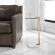 Uttermost® Butler Glass Top Accent Table with Brushed Brass/White Base-1