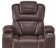 Corinthian Furniture Luke Chocolate Power Recliner with Power Headrest and Bluetooth Speaker-2