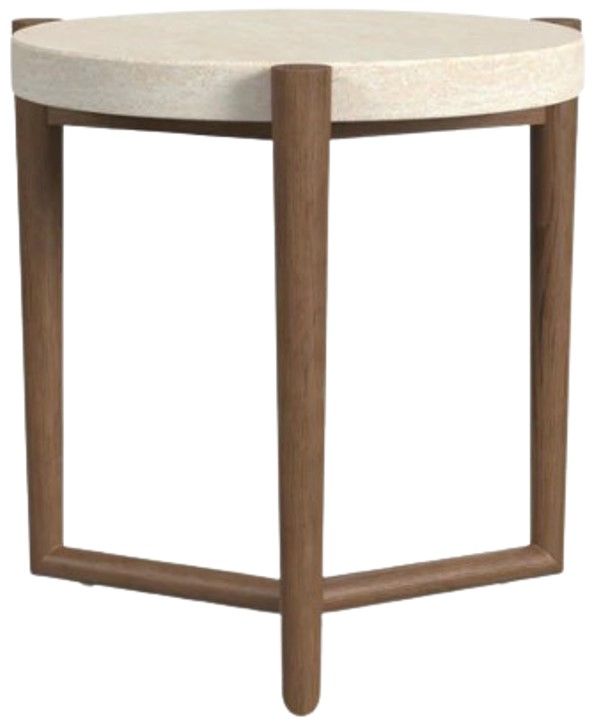 Flexsteel® Verona White Accent Table with Medium Brown Base-3