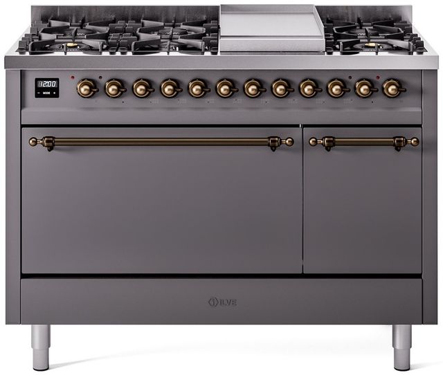 Ilve® Nostalgie II Series 48" Graphite Matte Pro Style Dual Fuel Range-0