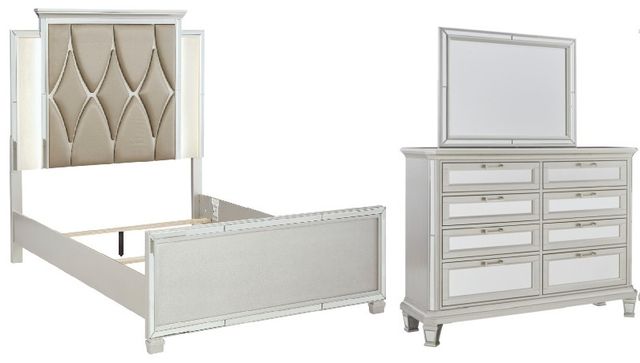 Signature Design by Ashley® Lindenfield 3-Piece Silver Queen Upholstered Panel Bed Set-0