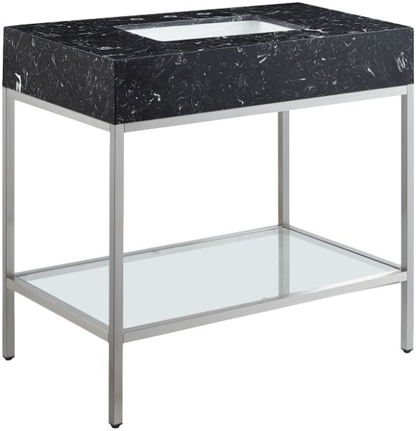 Meridian Furniture Marmo Black/Brushed Chrome 36" Bathroom Vanity-0