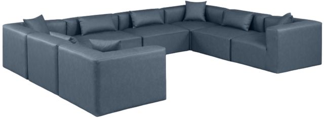 Meridian Furniture Cube 8-Piece Navy Blue Vegan Leather Sectional-0