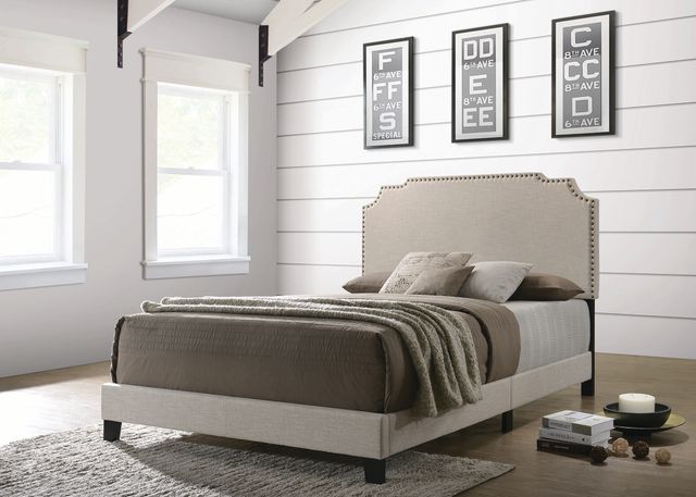 Coaster® Tamarac Upholstered Nailhead Beige Eastern King Bed-3