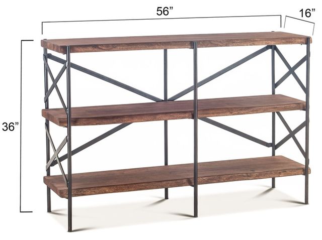 Home Trends & Design Organic Forge Antique Zinc/Raw Walnut Wide Bookshelf-3